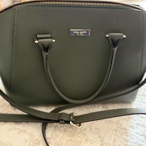 kate spade Dark Olive Saffiano Leather Satchel with Shoulder Strap